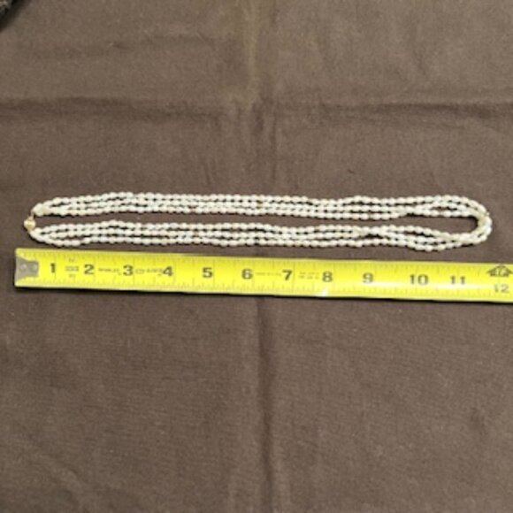 Vintage Freshwater Pearl Triple Strand 24” Necklace 14k Gold Clasp - Picture 5 of 6